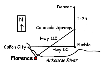 Canon City Florence Colorado Bed Breakfast Map Canon City Florence Colorado Bed Breakfast Map